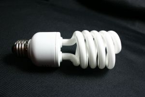 Compact fluorescent light bulb with a coiled design and standard base. - International Hotel School