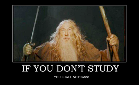 Saruman holding a staff with a stern expression, emphasizing the importance of studying. - International Hotel School
