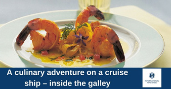 Plate of shrimp served with a colorful sauce and garnished with herbs. - International Hotel School