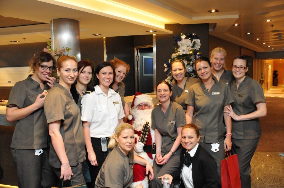 Mrs Noval with her Seabourn Sojourn crew