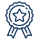 A blue emblem featuring a star and ribbon, symbolizing achievement or recognition. - International Hotel School