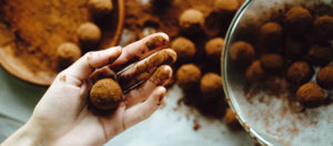 Chocolatier working with chocolate