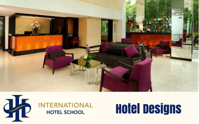 Interior view of a hotel lobby featuring modern furniture and decor. - International Hotel School