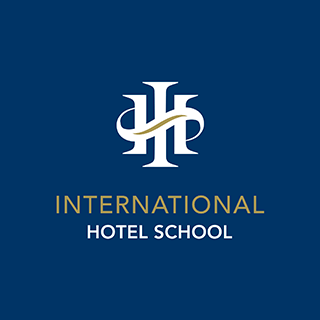 Logo of the International Hotel School featuring stylized initials 'IHS' in white on a blue background. - International Hotel School