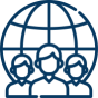 Icon of a globe representing global connectivity and travel. - International Hotel School